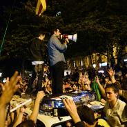 Jordi Cuixart et Jordi Sànchez s'adressent aux manifestants du 20 septembre 2017 (Roser Vilallonga)