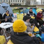 Campement place de Catalogne, à Barcelone (Cristina Calderer)